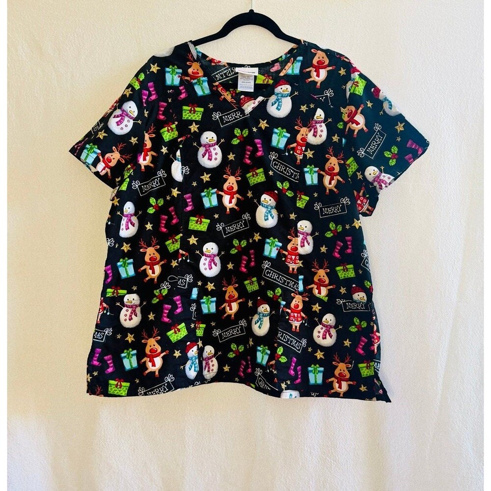 Scrubstar Merry Christmas women’s scrub top
